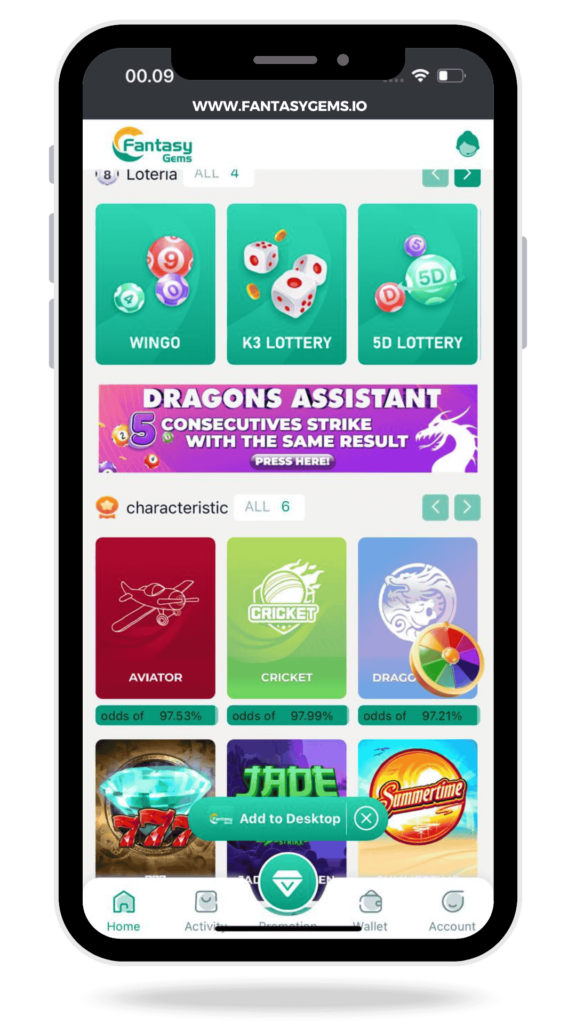 Fantasy gems gaming on mobile phone